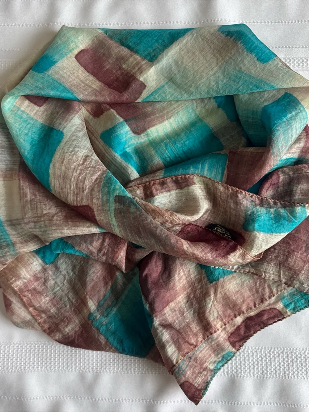 Glentex Vintage Silk Scarf 34 Inch, fabric separation (see photo)